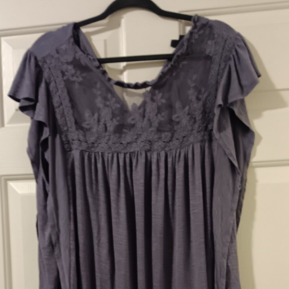 Torrid Purple Ruffle Blouse Size 4x Lace Detail Top